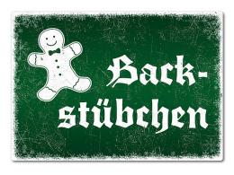 Blechschild Schneegestöber mit individuellem Wunschtext - Farbe grün - Format A4 (29,7 x 21 cm)