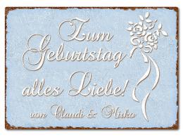 Farbiges Blechschild mit Wunschtext A4 pastellblau