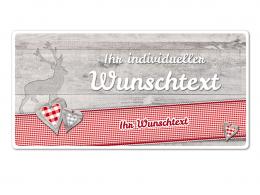 Hüttendeko-Schild mit Wunschtext und Hirsch - 200 x 100mm